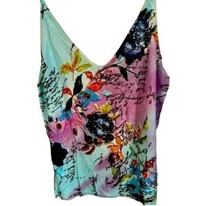 Vertigo Paris knit floral sleeveless top with beaded embellishments sz medium